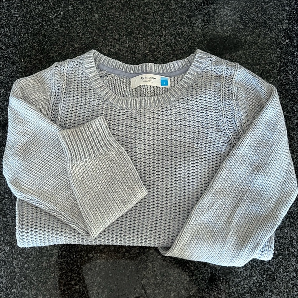 Light blue sweater from Anthropologie